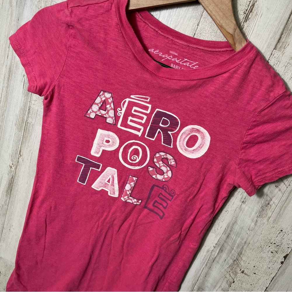 Aeropostale Vintage Y2K Pink Baby Tee Preppy Bella Swan Tight Womens Size XS - Picture 2 of 5
